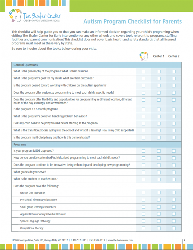 Autism Checklist For Parents