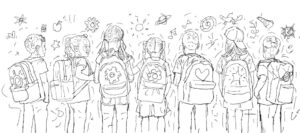 illustration of children ready for school