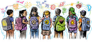 illustration of children ready for school