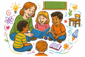 teachers and kids reading circle